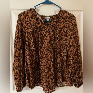 A New Day Orange Rust Floral Peasant Blouse